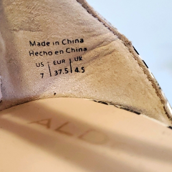 Aldo Nichole Snakeskin Block Cross Strap Heels Pumps Sz 7 - Picture 5 of 9